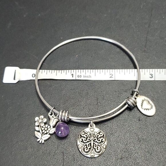 *Final Sale* Footnotes silver tone charm bracelet - Picture 8 of 8